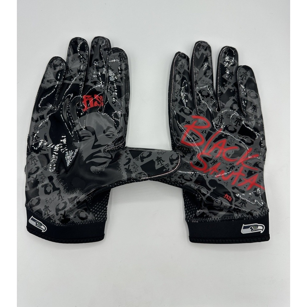 Nike Michael Bennett Seahawks Black Santa Player Edition Gloves 3XL Sample Rare